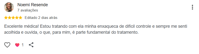 Avaliação pública de Noemi Resende no Google