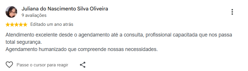 Avaliação pública de Juliana do Nascimento Silva Oliveira no Google
