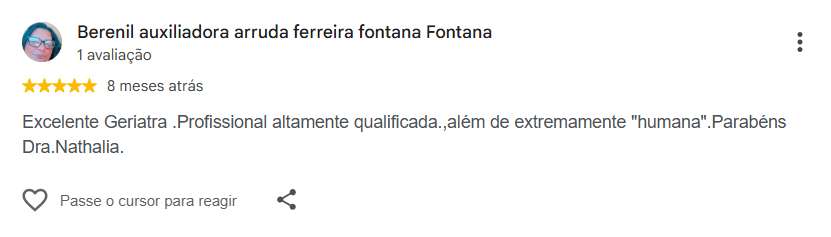 Avaliação pública de Berenil Auxiliadora Arruda Ferreira Fontana Fontana no Google