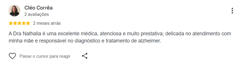 Avaliação pública de Cléo Corrêa no Google