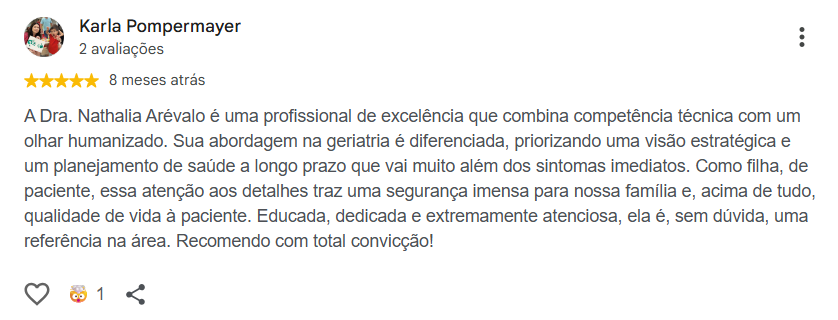 Avaliação pública de Karla Pompermayer no Google