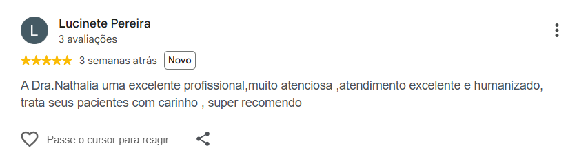 Avaliação pública de Lucinete Pereira no Google