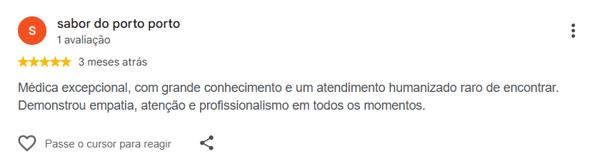 Avaliação pública de sabor do porto porto no Google