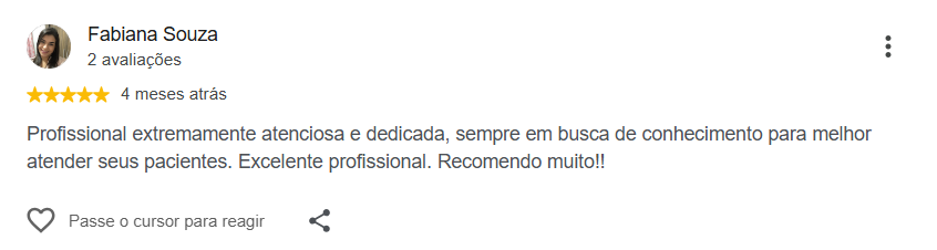 Avaliação pública de Fabiana Souza no Google