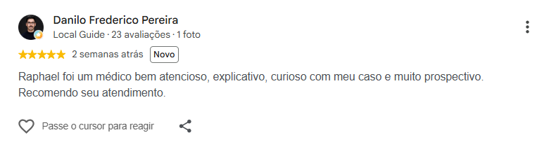 Avaliação pública de Danilo Frederico Pereira no Google