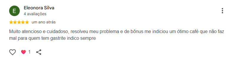 Avaliação pública de Eleonora Silva no Google