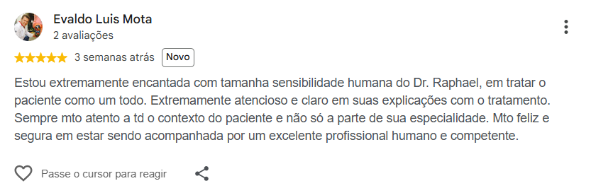 Avaliação pública de Evaldo Luis Mota no Google
