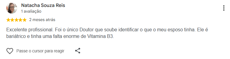 Avaliação pública de Natacha Souza Reis no Google