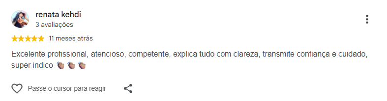 Avaliação pública de Renata Kehdi no Google
